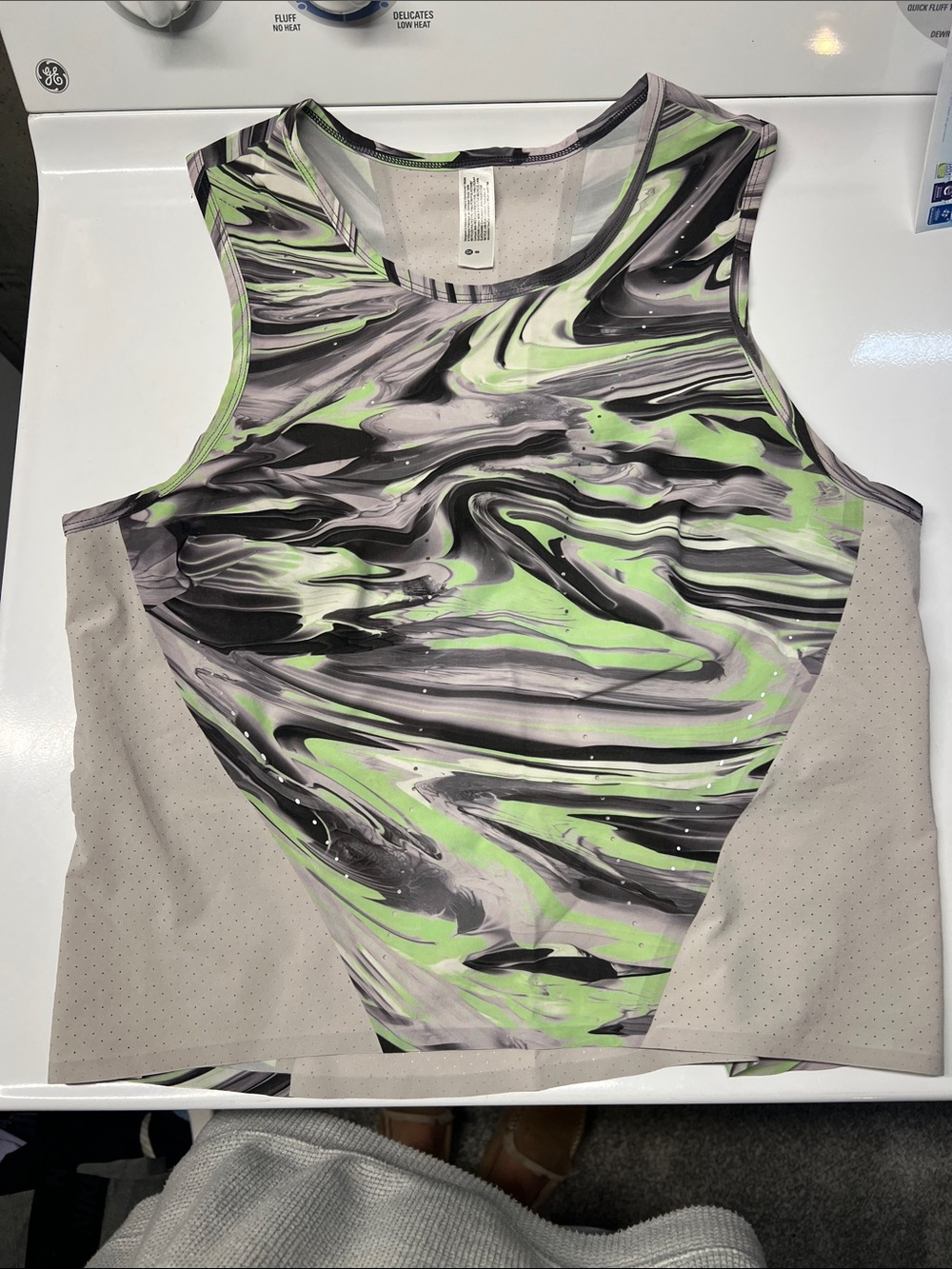 lululemon athletica Marble-Print Athletic Tank in Lime Green & Gray